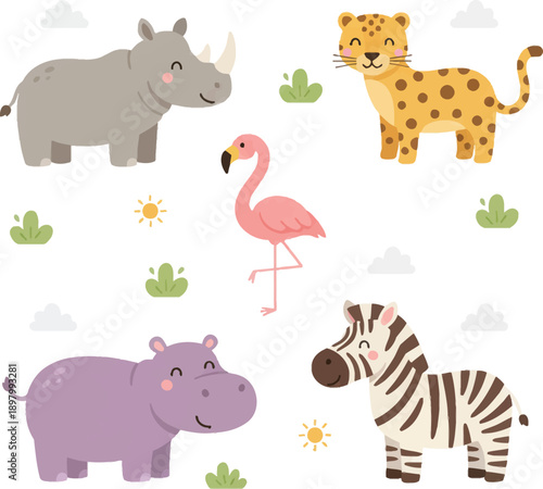 Canvas Print set of cartoon wild animals