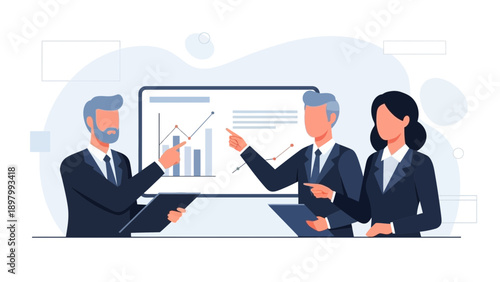 Business Team Presenting Financial Growth Chart on Screen