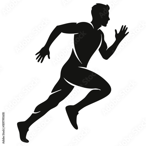 Man running silhouette illustration isolated on transparent background, Vector