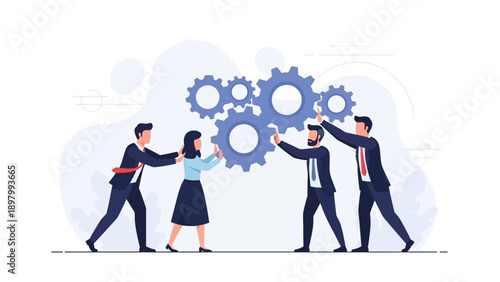 Teamwork Collaboration Business Gears Connection Synergy Success