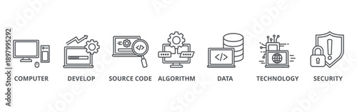 Programming banner web icon vector illustration concept