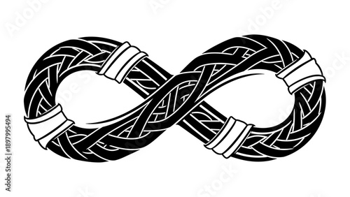 Black and white Celtic knotwork infinity symbol illustration.