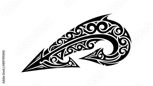 Tribal tattoo design featuring a stylized fish with intricate patterns.