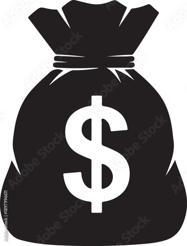 A black bag with a dollar sign emblem symbolizing wealth and financial opportunity Vector