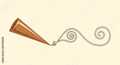 Brown Henna Cone Drawing Simple Spiral Flourishes on a Warm Background Representing the Art of Mehndi Traditional Body Decoration and Creative Expression.