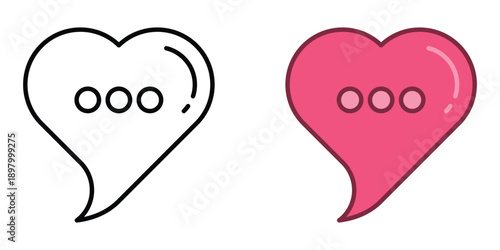 Heart-shaped chat bubble icons for romantic messages and digital connection concepts