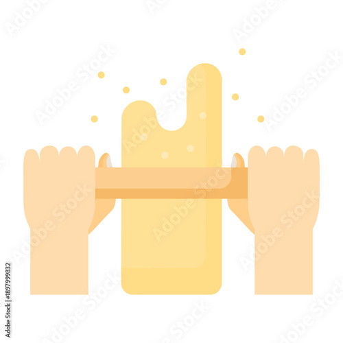 Person using a rolling pin to knead or roll out dough.