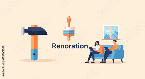 People planning home renovation on laptops with tools nearby