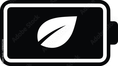 Eco Friendly Green Energy Battery Icon with Leaf Symbol for Sustainable Power
