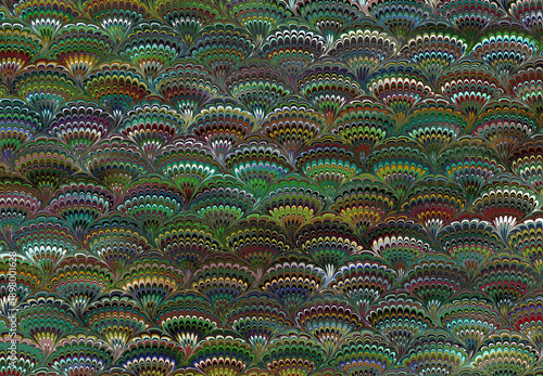 Peacock (Bouquet) Pattern Marbling Background 