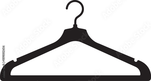 A black plastic coat hanger displayed against a white background Vector