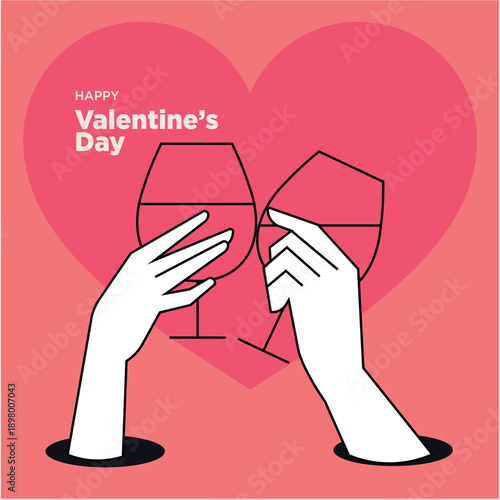 Cheers to Love A Toast to Valentine's Day with Wine Glasses and a Heart Symbol