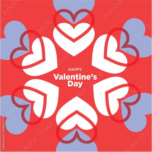 Festive Valentine's Day Heart Pattern Design with Romantic Red and Blue Hues - A Celebration of Love and Affection