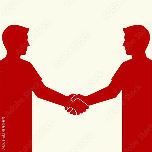 Illustration depicting a strong handshake between two silhouetted figures, representing mutual trust, cooperation, and a unified approach to achieving shared goals and successful outcomes in business
