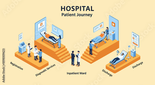 Hospital Patient Journey Infographic Stages.