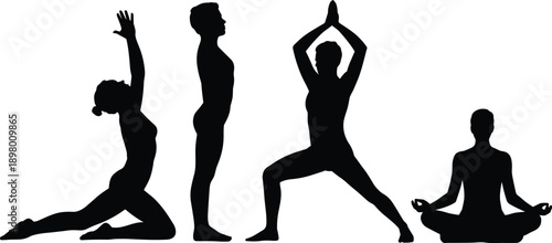 Diverse community members and family silhouettes including children and individual in wheelchair standing together for social inclusion unity and equality flat vector illustration