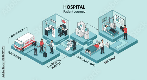 Hospital Patient Journey Infographic Illustration.