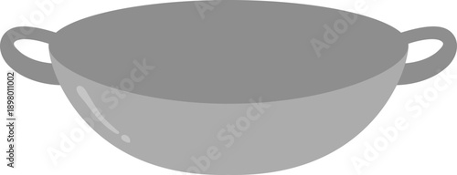 Simple Gray Cooking Pot or Wok Pan Illustration