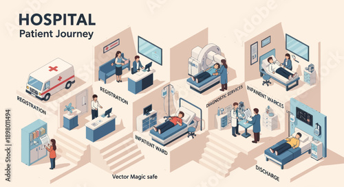 Hospital Patient Journey Infographic Illustration.