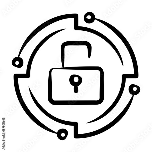 Data Encryption Icon - Handdrawn