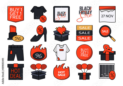 Black Friday Sale Icon Pack Element