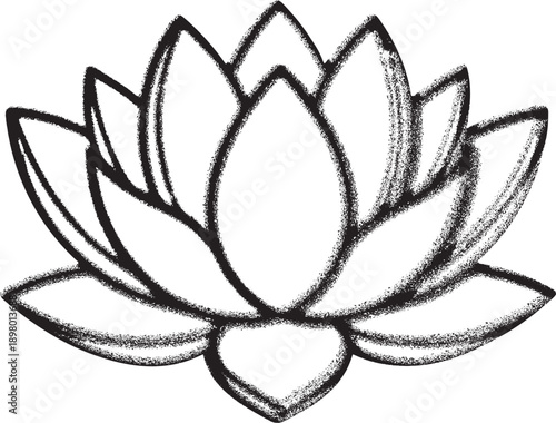 Lotus Flower Line Drawing - Zen Water Lily Bloom Illustration
