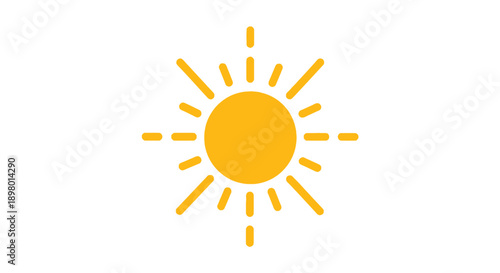 Simple Yellow Sun Icon Vector. Climate and Weather UI Symbol, Sunshine Graphic, Summer Flat Design Element.