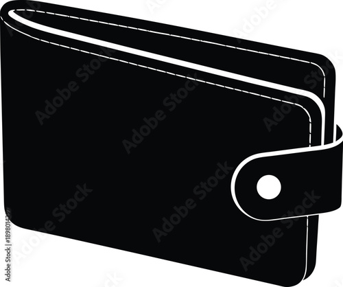 Black silhouette of a folded wallet with white stitching detail 1