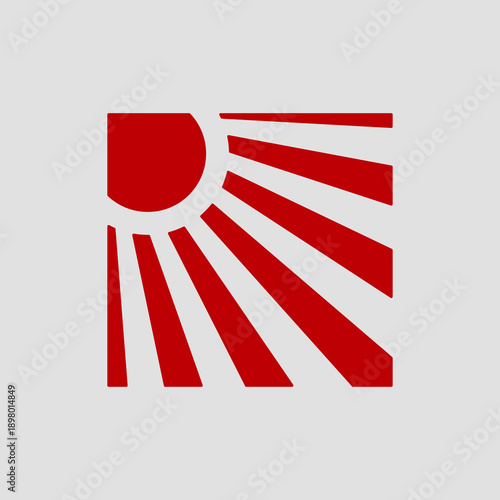 This bold, modern, simple and minimalist rising sun logo, with its radiating rays, symbolizes energy, optimism, and growth. Ideal for creative branding projects related to Japan or Japanese symbols.