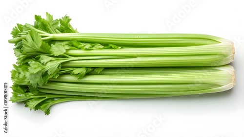 Fresh Celery Stalk Bunch Arranged Symmetrically, Crisp Green Texture Captured in Natural Light, Showcasing Healthy Organic Produce and Vibrant Farm Fresh Vegetarian Simplicity