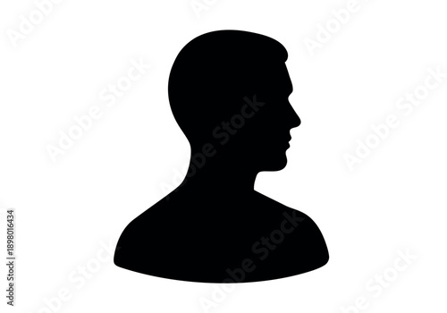 Silhouette of a man's head and shoulders in flat design vector illustration