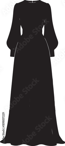 Long modest gown silhouette.