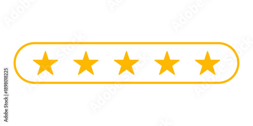 Five Star Customer Satisfaction Rating Bar with Vibrant Orange Border on White Background for Mobile App User Interface and Digital Service Feedback.