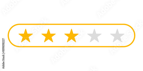 Three Star Customer Satisfaction Rating Bar with Vibrant Orange Border on White Background for Mobile App User Interface and Digital Feedback Design.