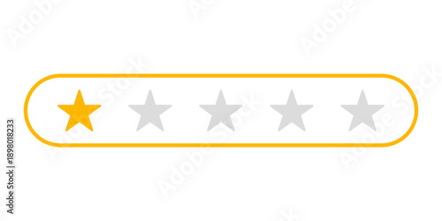 One Star Customer Satisfaction Rating Bar with Vibrant Orange Border on White Background for Mobile App User Interface and Digital Service Feedback