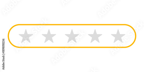 Five Star Customer Rating Bar with Vibrant Orange Border on White Background for Mobile App User Interface and Digital Service Feedback Design.