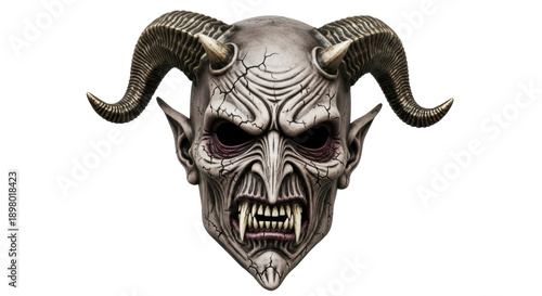Tableau sur toile Creepy Krampus mask PNG isolated on transparent background, horned demon with sh