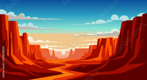 Vector illustration Red ladder from roses through colorful clouds to a bright sky, symbolizing aspiration, journey, and achieving dreams