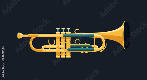 Golden Trumpet Vector Illustration on Dark Background - A Realistic Representation