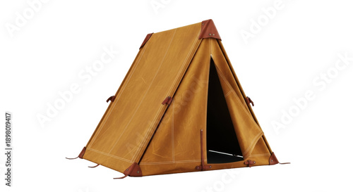 Valokuva Vintage canvas tent isolated on transparent background, camping equipment for ou