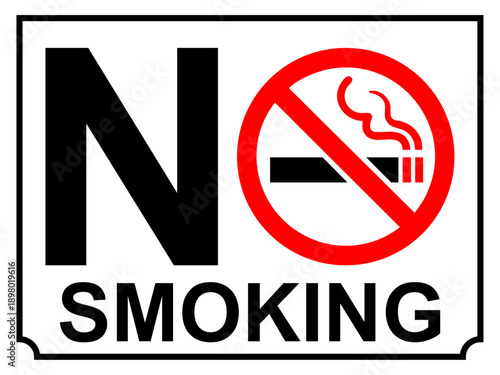 Professional No Smoking Warning Sign with Cigarette Icon and Red Prohibited Symbol for Public Health Safety and Smoke-Free Zone Compliance
