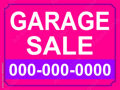 Professional Garage Sale Signage with Vibrant Pink Background and Bold White Typography for Residential Events