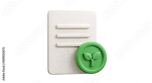 3D Icon of Document with Seedling