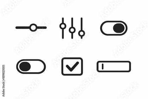 UI Controls and Toggle Switch Icon Set
