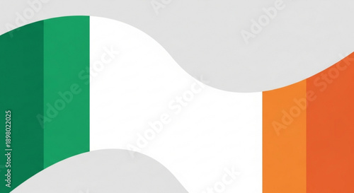 Irish Flag Colors Green White and Orange on Gray Background