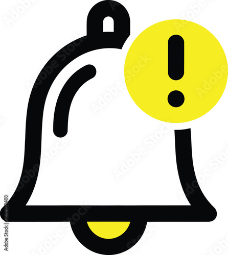 Warning bell icon with an exclamation mark overlay indicating alert or caution.