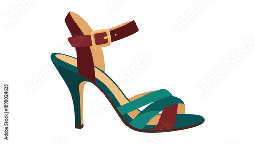 High Heeled Sandal with Strap and Buckle