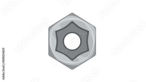 Gray star-shaped nut with hexagonal base
