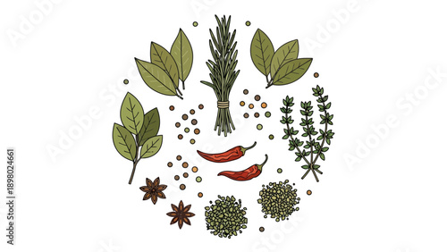 Spices and Herbs Illustration