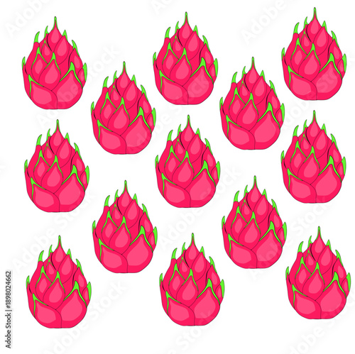 Randomly Arranged Dragon Fruit on White Background.
Scattered Dragon Fruit Composition Studio Shot